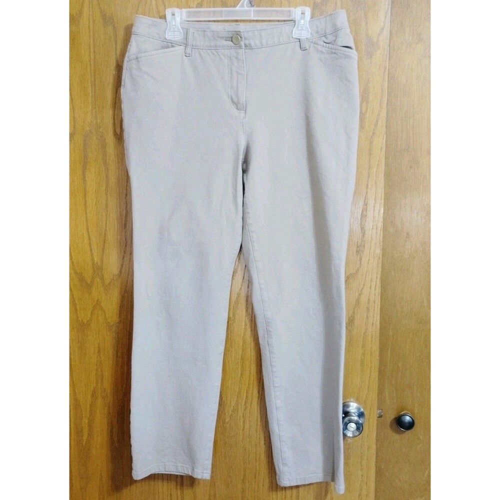 So Slimming by Chicos Womens 2.5 Large 14 Tan Stretch Denim 4-Pocket Jeans Pants